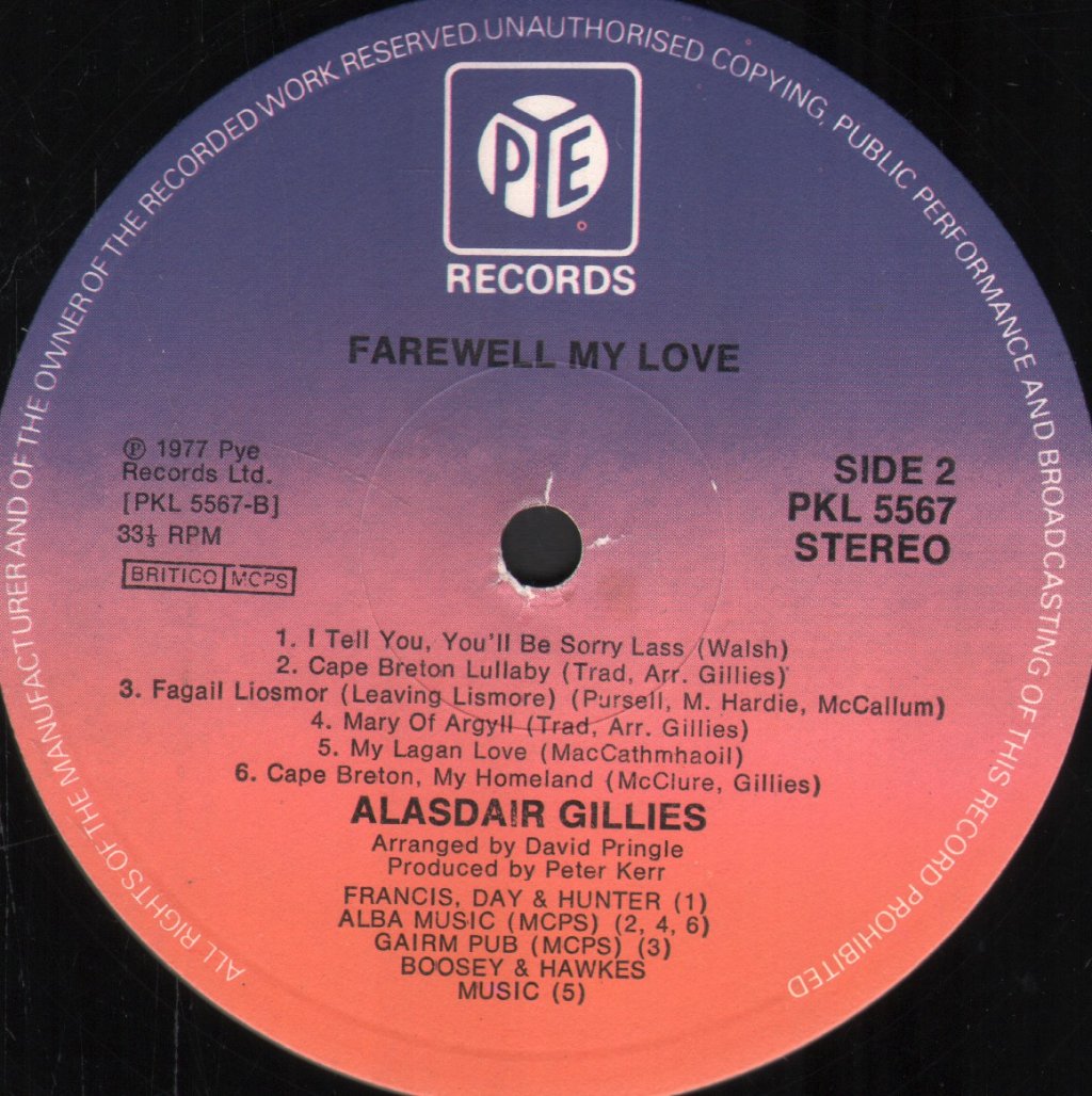 Alasdair Gillies - Farewell My Love - Lp