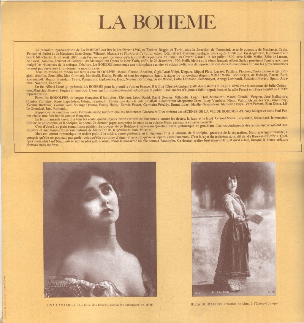 Alain Vanzo / Renee Doria / Robert Massard / Lyne Cumia - Puccini - La Boheme - Lp