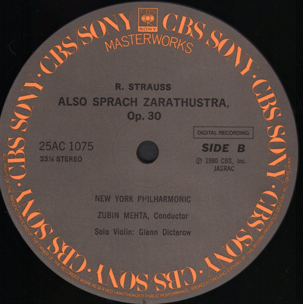 Zubin Mehta / New York Philharmonic - Richard Strauss - Also Sprach Zarathustra - Lp