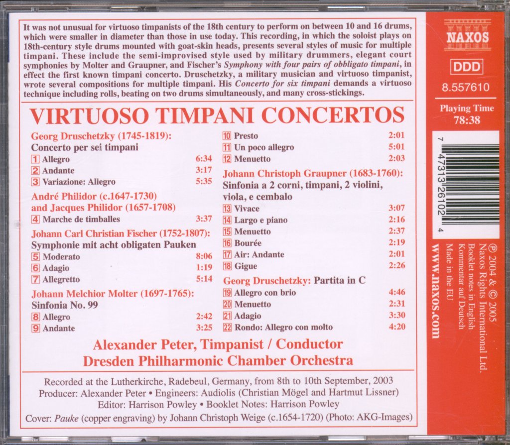 Alexander Peter, Dresden Philharmonic Chamber Orchestra - Virtuoso Timpani Concertos - Cd