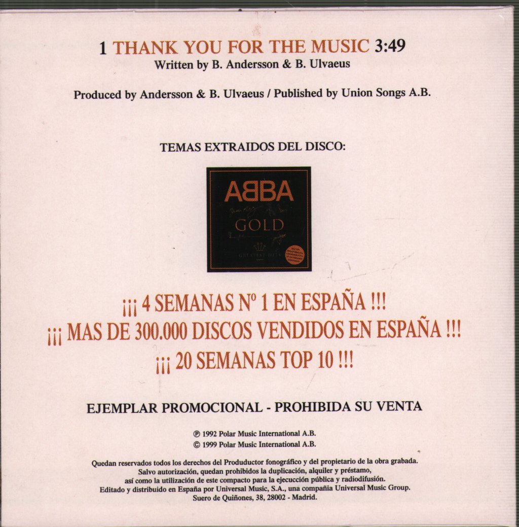 ABBA - Gold - Thank You For The Music - Cd