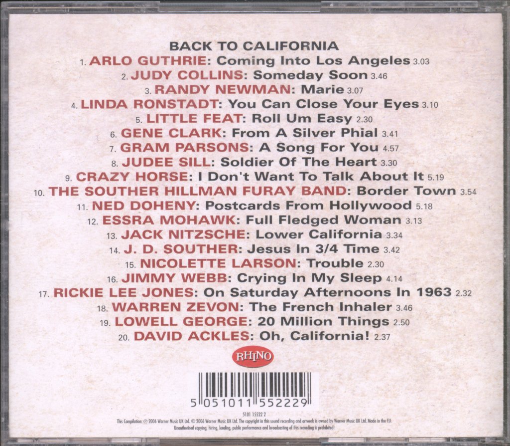 Various Artists - Back To California - Ladies & Gentlemen Of The L. A. Canyons - Cd