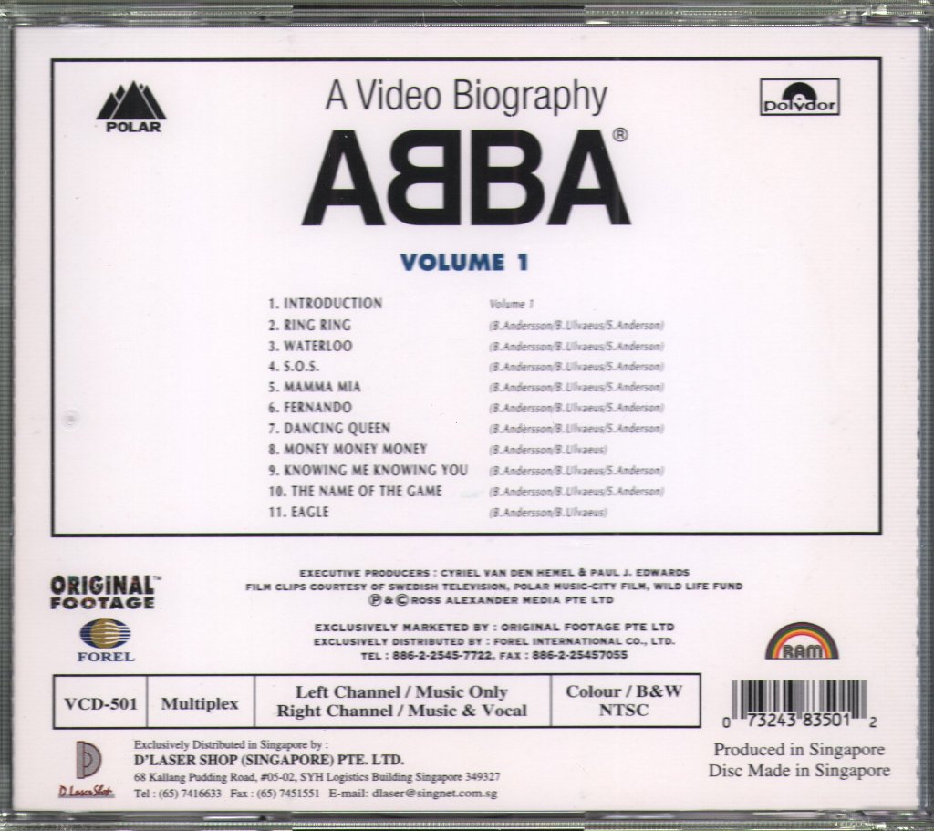 ABBA - A Video Biography - Music Video Karaoke Volume 1 - Video Cd