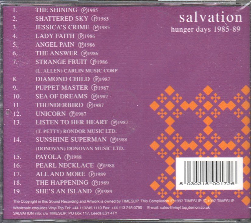 Salvation (Goth Group) - Hunger Days 1985-89 - Cd