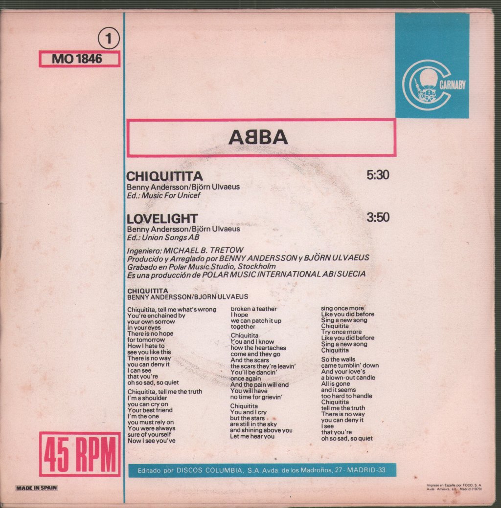 ABBA - Chiquitita - 7 Inch