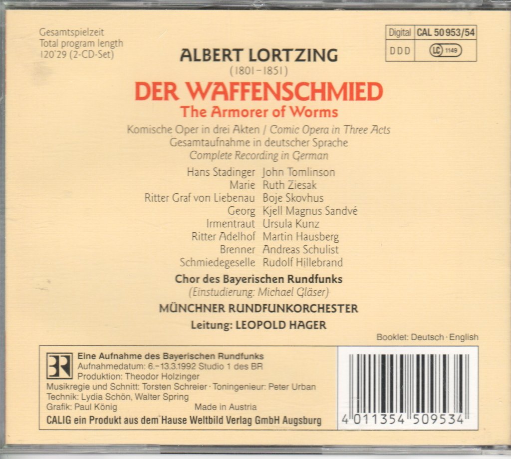 Albert Lortzing, Leopold Hager, Ruth Ziesak - Der Waffenschmied - Double Cd