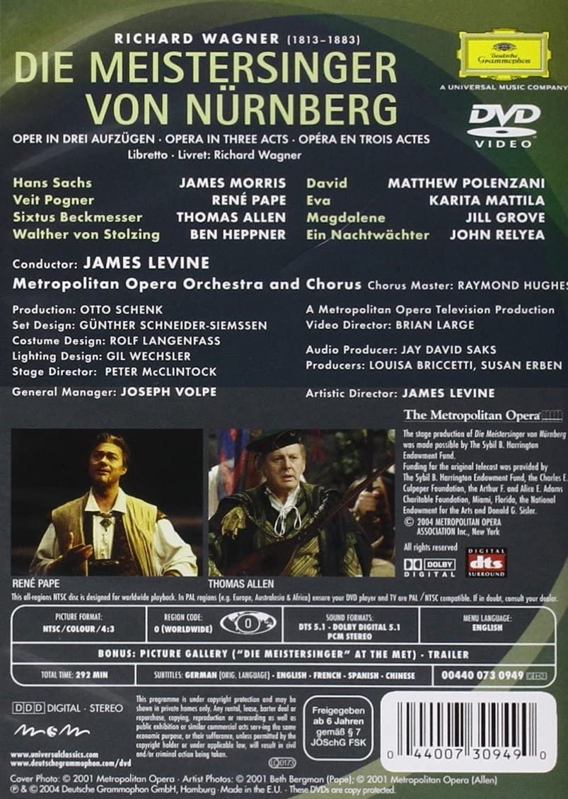 Metropolitan Opera Orchestra, James Levine - Richard Wagner - Die Meistersinger Von Nürnberg - Double Dvd