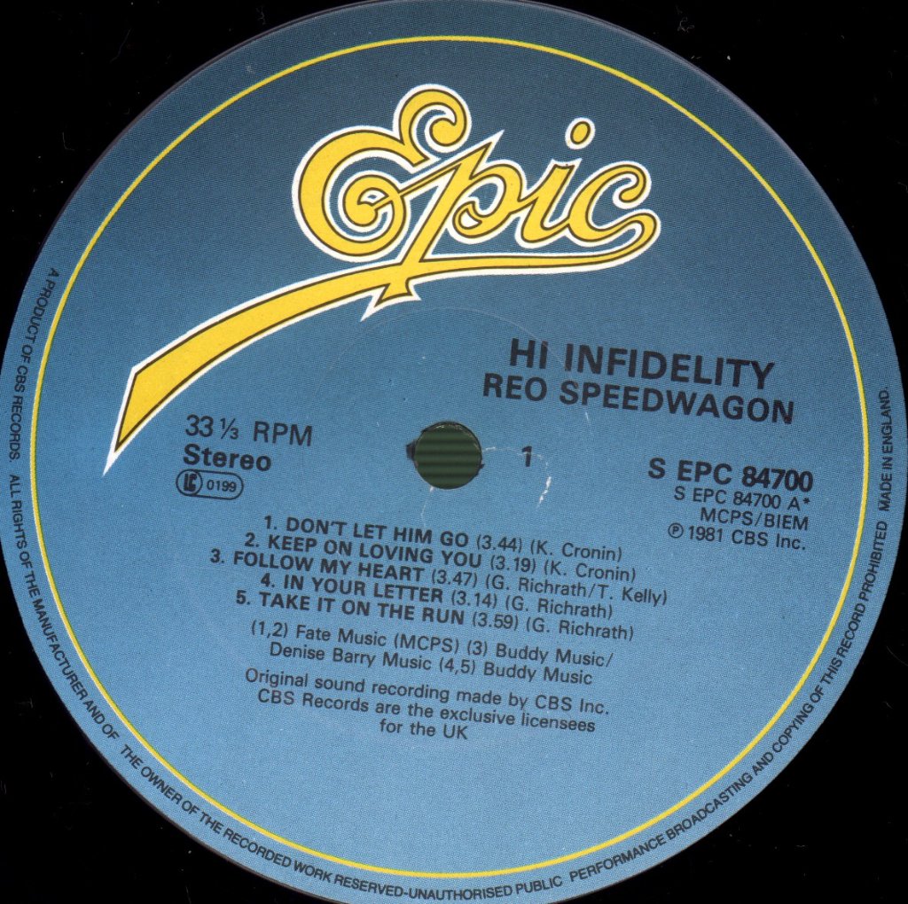 REO Speedwagon - Hi Infidelity - Lp