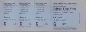 After The Fire - Free Trade Hall Manchester 22Nd May 1980 - Ticket