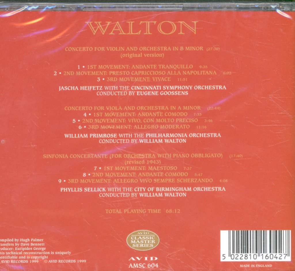 Various Artists - Walton - Violin And Viola Concertos etc - Cd