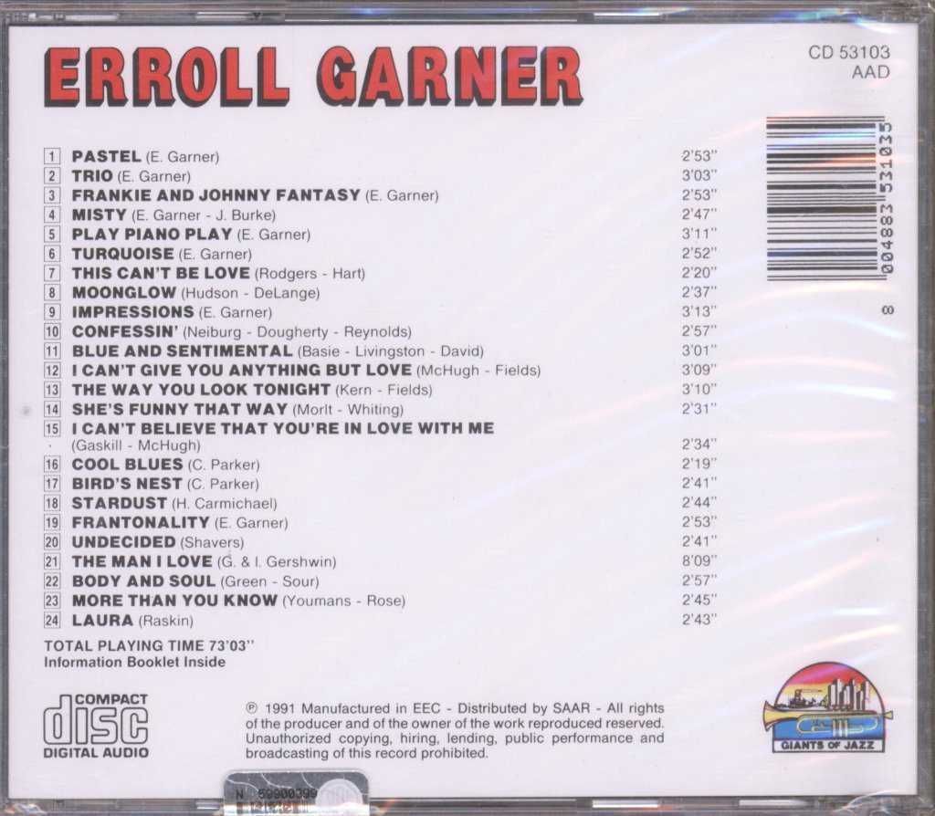 Erroll Garner - Pastel - Cd