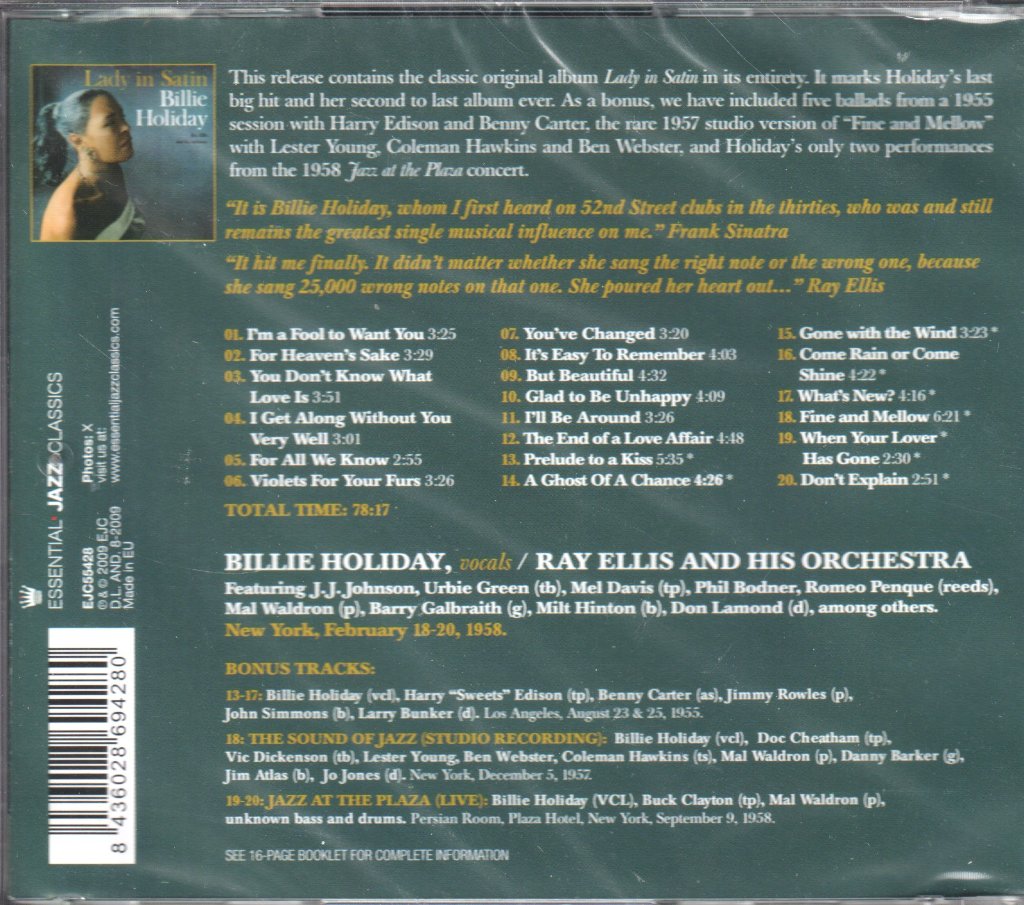 Billie Holiday - Lady In Satin - Cd