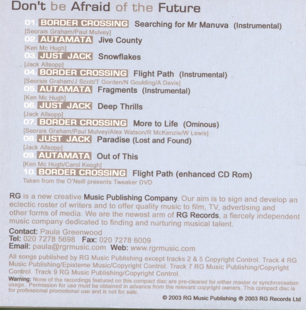 Various Artists - Don't Be Afraid Of The Future 01 - Cd