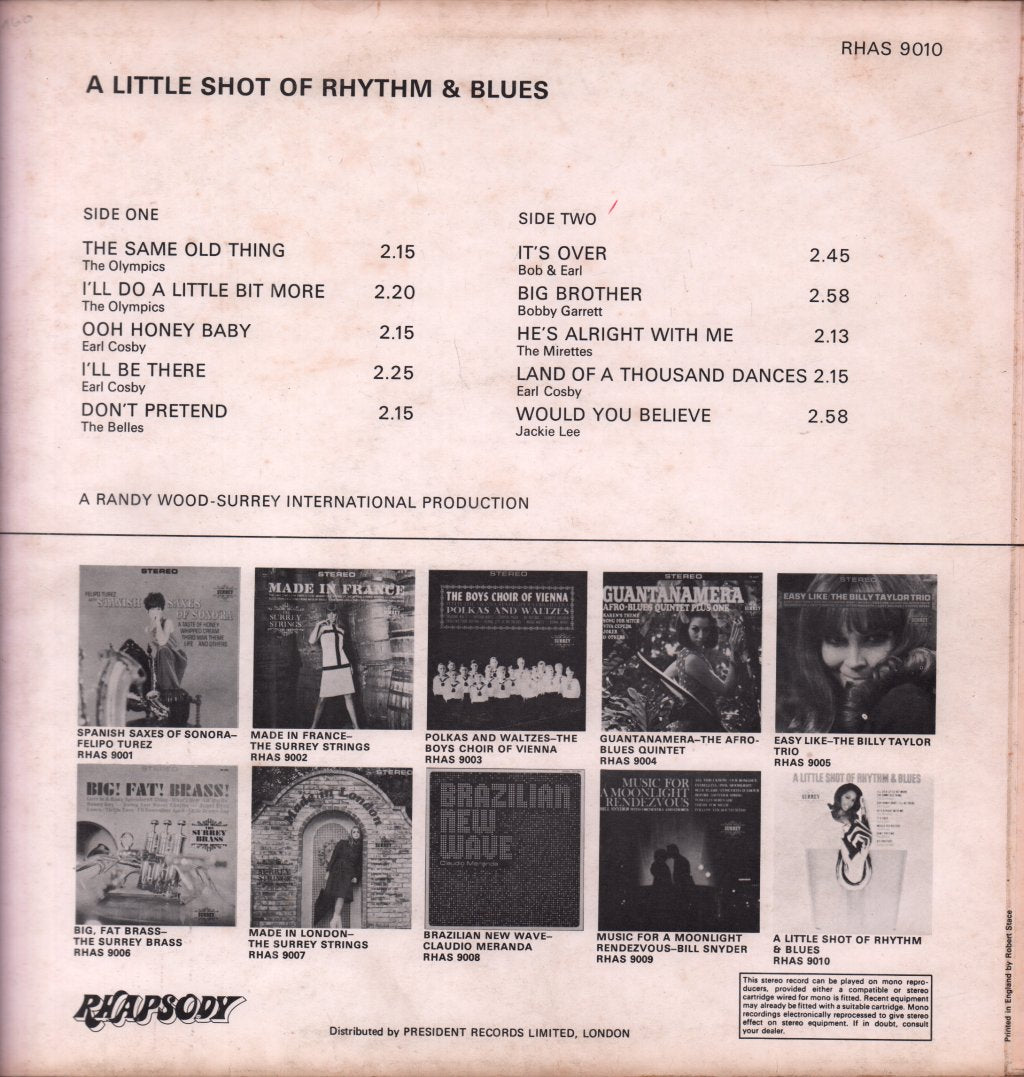 Various Artists - A Little Shot Of Rhythm & Blues - Lp