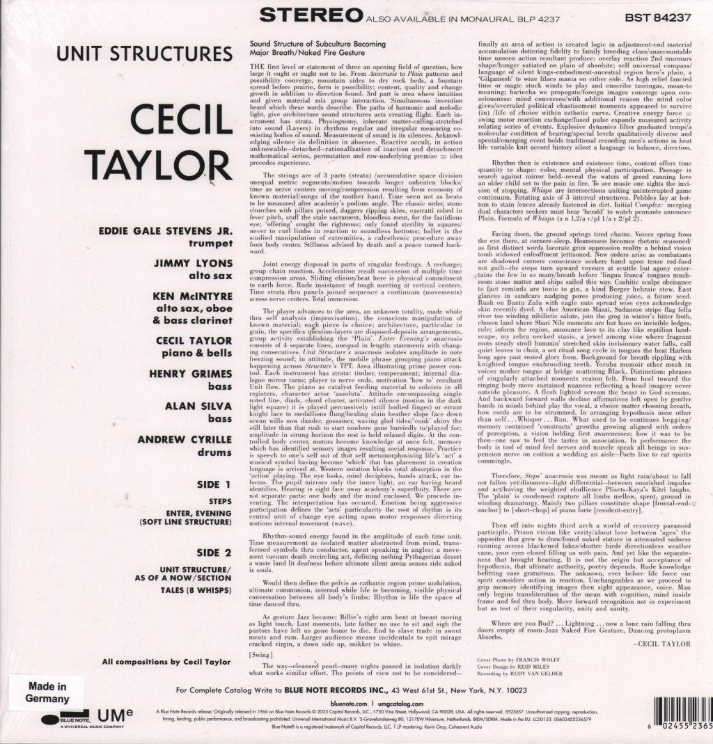 Cecil Taylor - Unit Structures - Lp