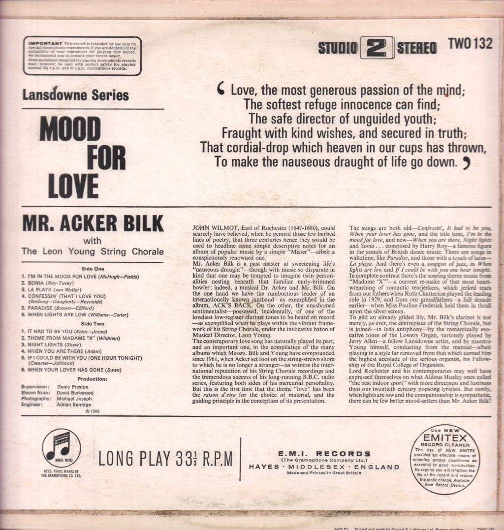 Acker Bilk - Mood For Love - Lp