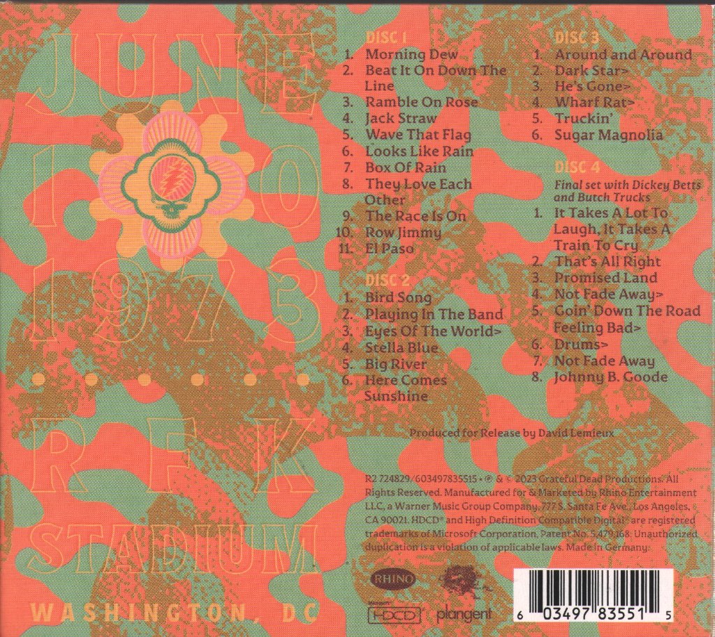 Grateful Dead - June 10 1973 (RFK Stadium, Washington, D.C.) - Cd Set