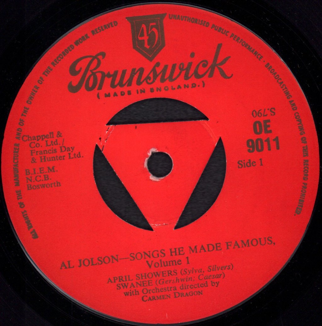 Al Jolson - Songs He Made Famous Vol.1 Part 1 - 7 Inch