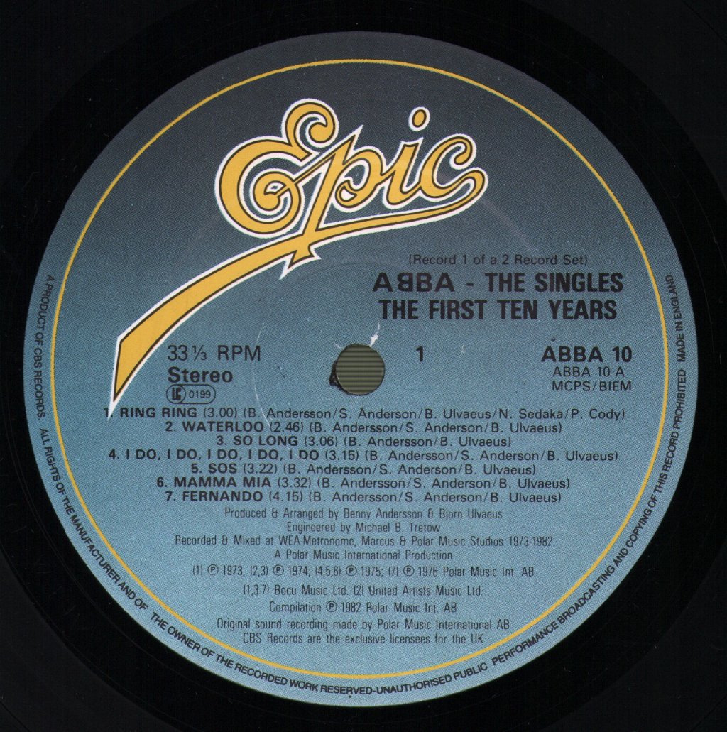 ABBA - Singles The First Ten Years - Double Lp