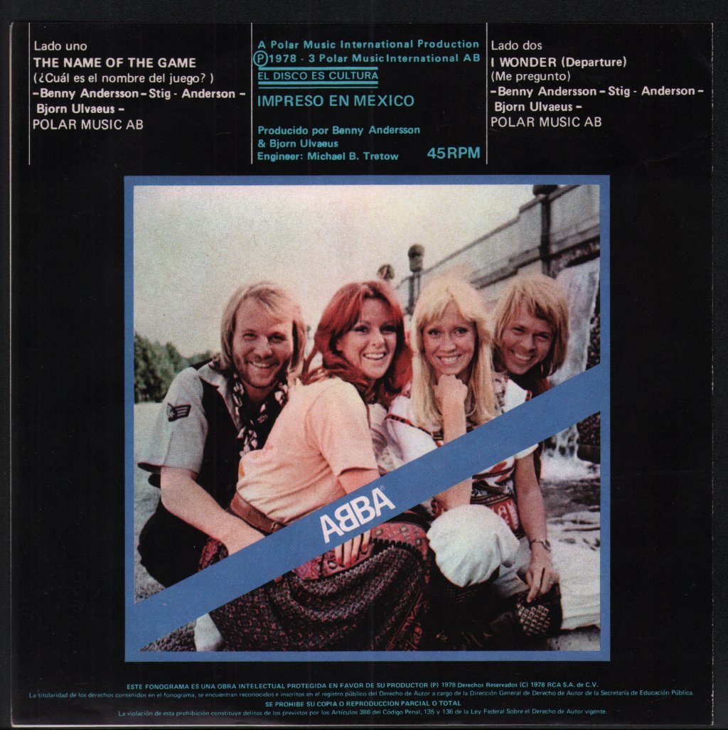 ABBA - Name Of The Game / I Wonder (Departure) - 7 Inch