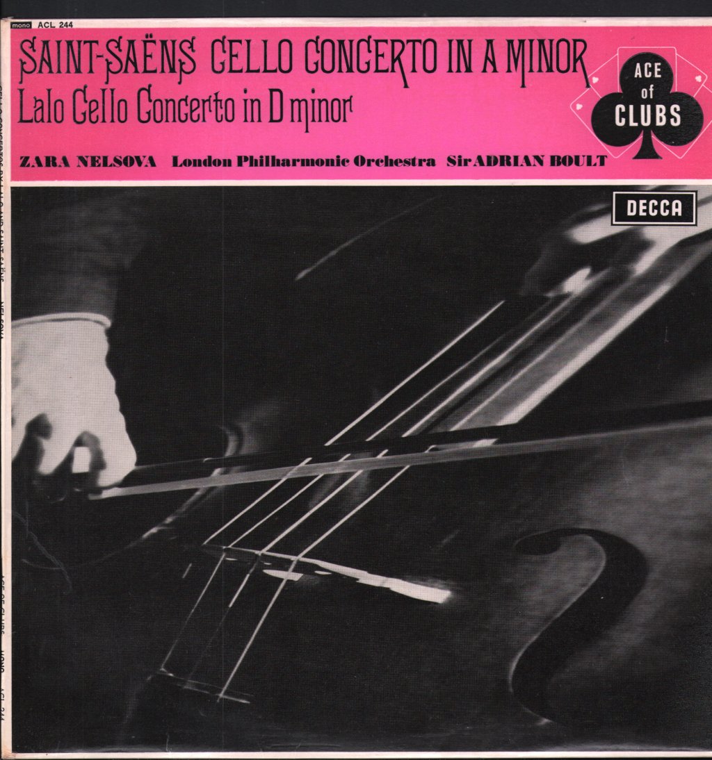 Zara Nelsova / London Philharmonic Orchestra / Sir Adrian Boult - Saint-Saens - Cello Concerto In A Minor / Lalo - Cello Concerto In D Minor - Lp