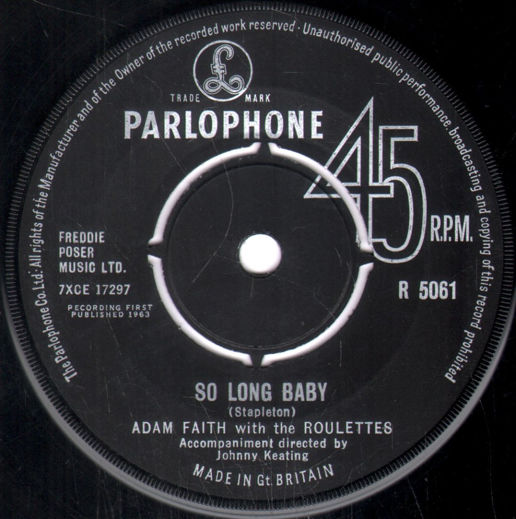 Adam Faith - So Long Baby - 7 Inch