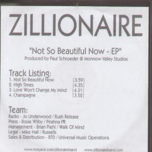 Zillionaire - Not So Beautiful Now Ep - Cdr