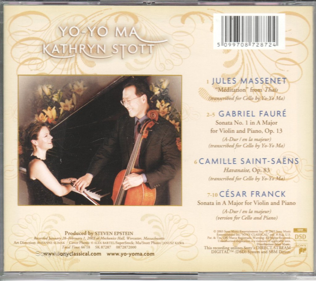 Yo-Yo Ma, Kathryn Stott, Gabriel Fauré, César Franck, Jules Massenet, Camille Saint-Saëns - Paris La Belle Époque - Cd