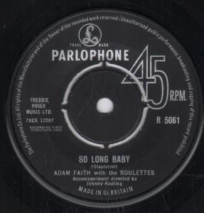 Adam Faith With The Roulettes - So Long Baby - 7 Inch