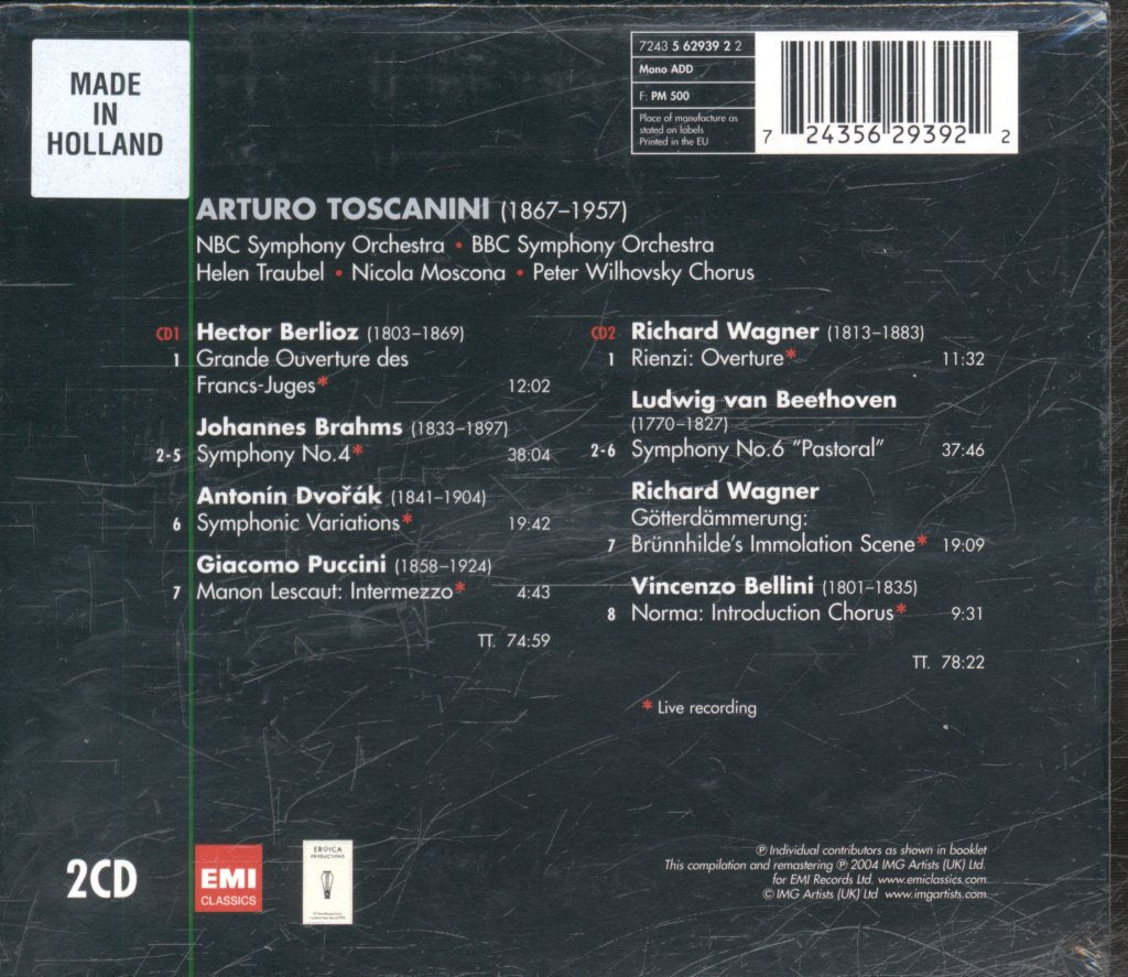 Arturo Toscanini - Berioz / Brahms / Dvorak / Puccini ... - Double Cd