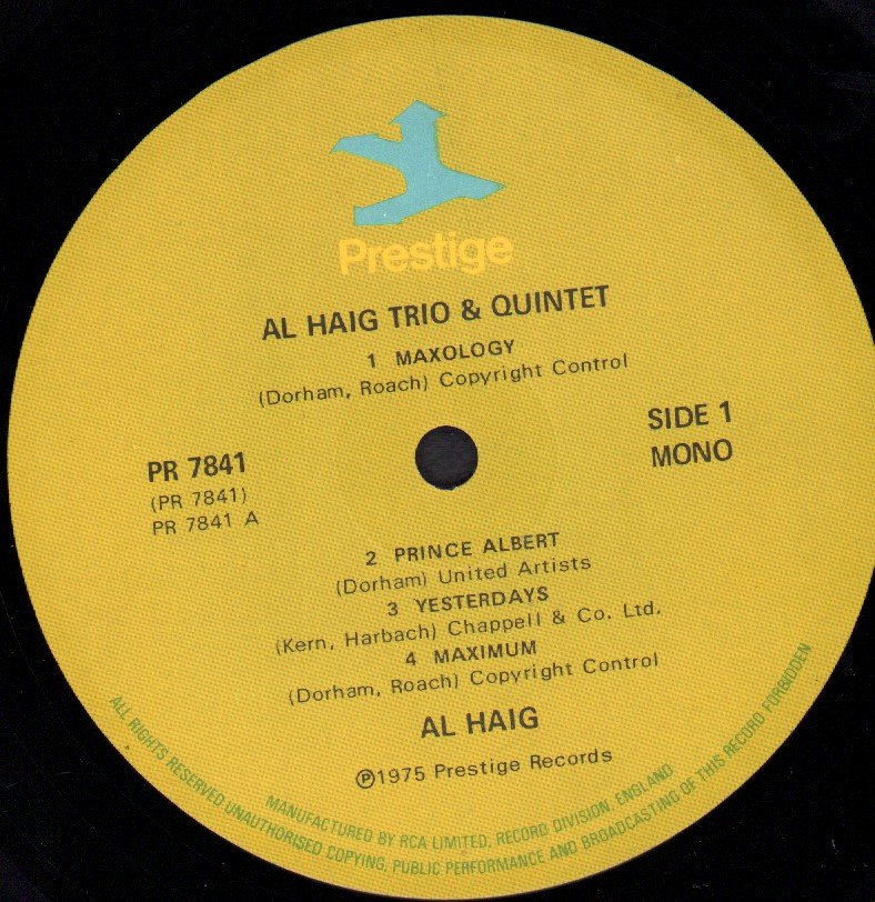 AL HAIG WITH MAX ROACH, KENNY DORHAM, JAMES MOODY AND OTHERS - Trio And Quintet - Lp