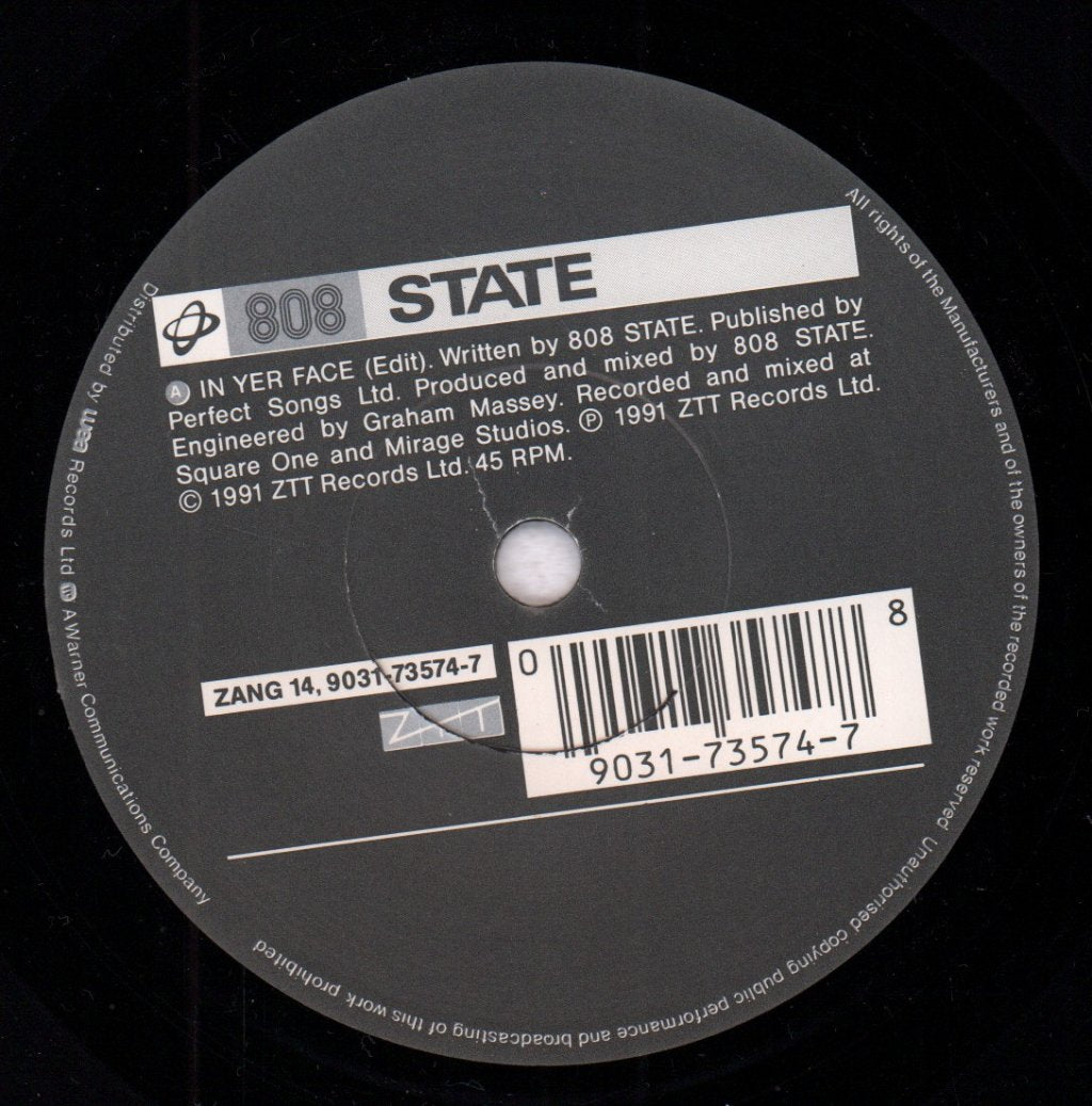 808 State - In Yer Face - 7 Inch