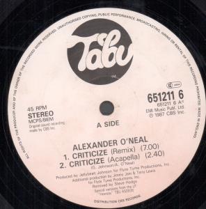 Alexander O'Neal - Criticize - 12 Inch