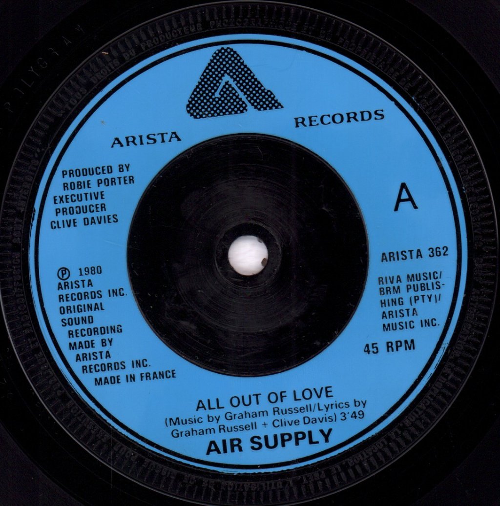 Air Supply - All Out Of Love - 7 Inch