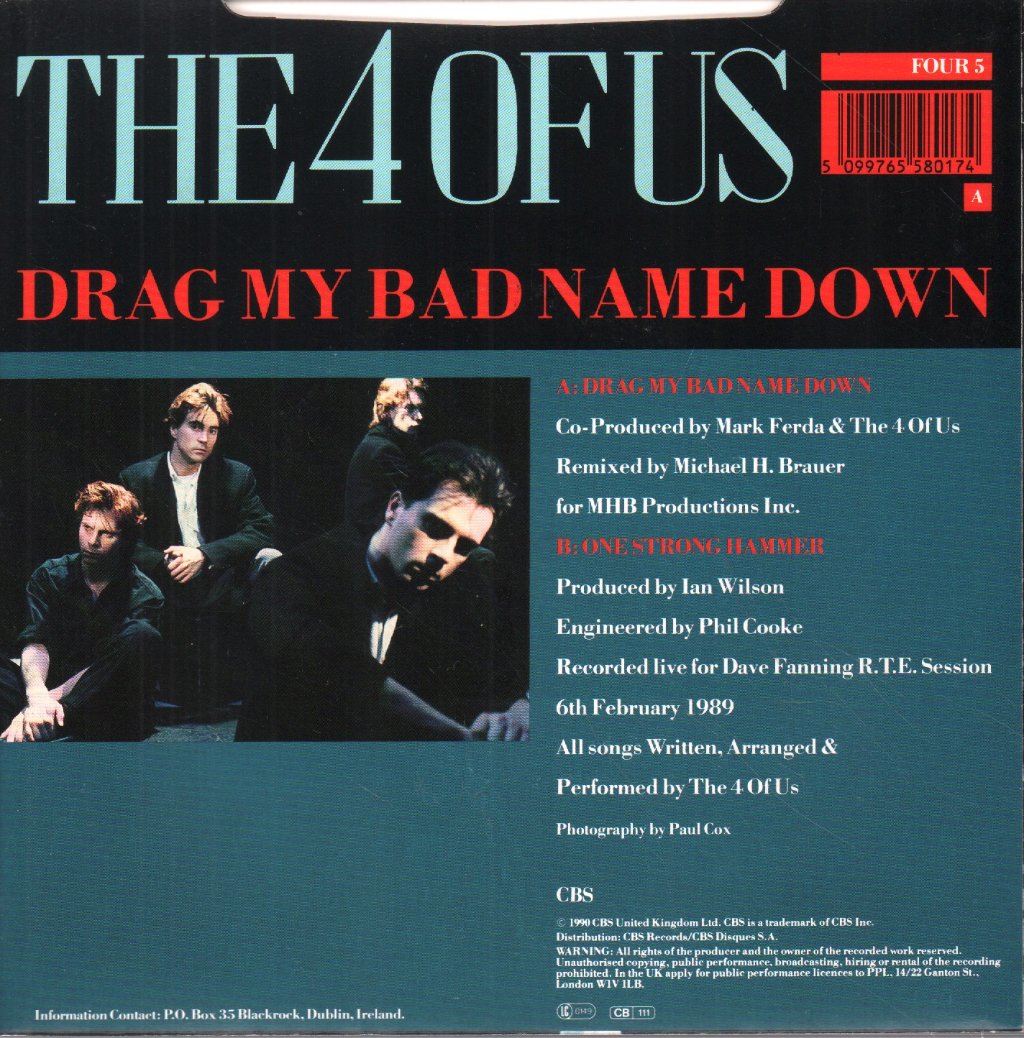 4 Of Us - Drag My Bad Name Down - 7 Inch