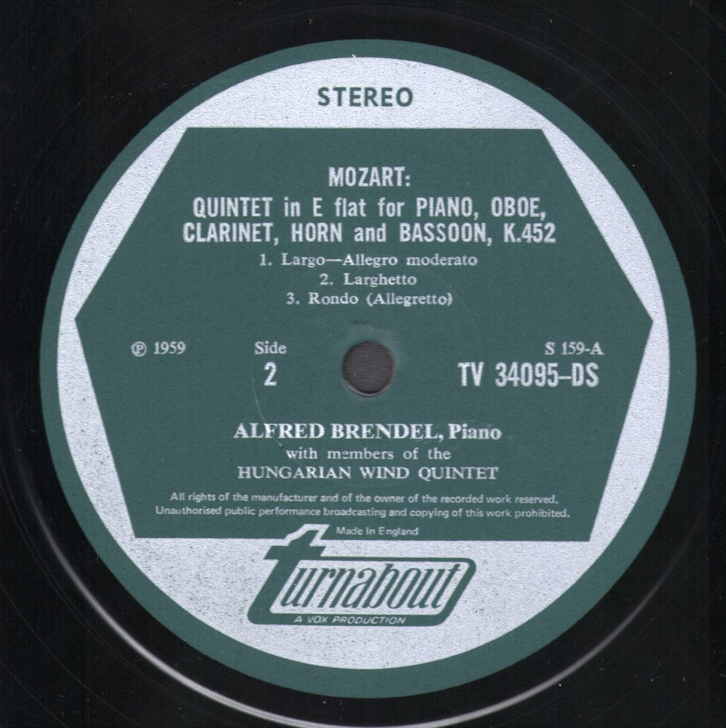 Alfred Brendel - Mozart - Piano Concerto No. 20 In D Minor, K. 466 / Quintet In E Flat For Piano & Wind, K. 452 - Lp