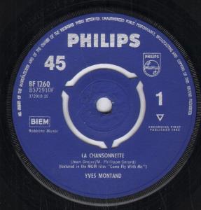 Yves Montand - La Chansonnette - 7 Inch