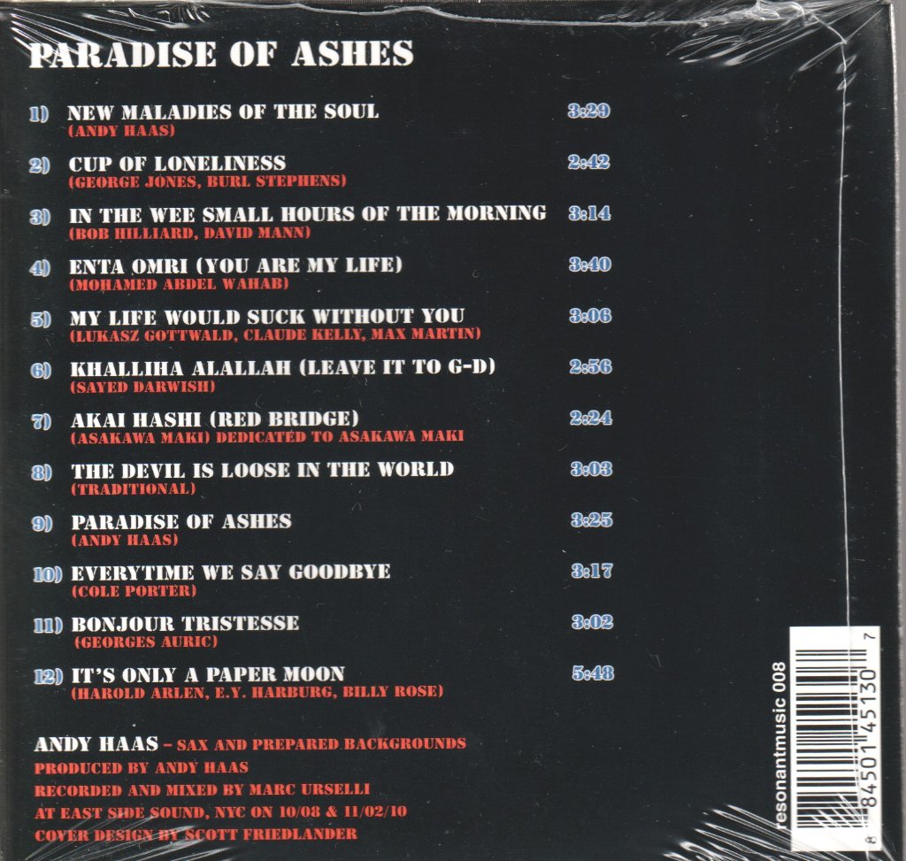 Andy Haas - Paradise Of Ashes - Cd