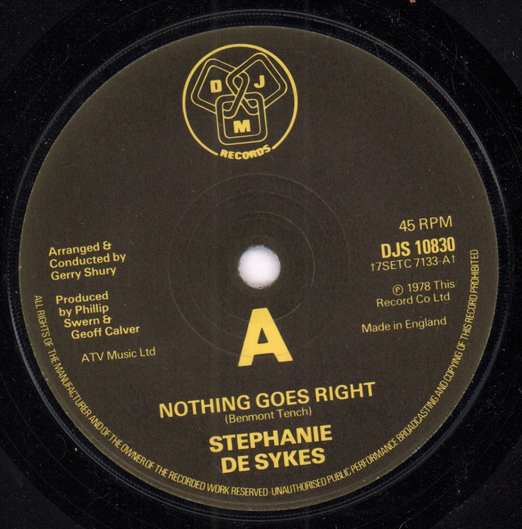 Stephanie De Sykes - Nothing Goes Right - 7 Inch