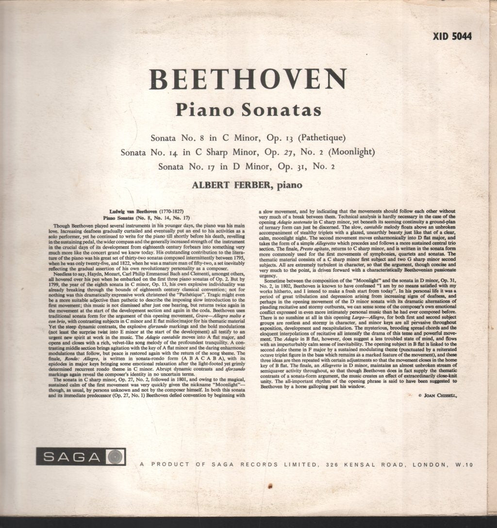 Albert Ferber - Beethoven - Piano Sonatas - Lp