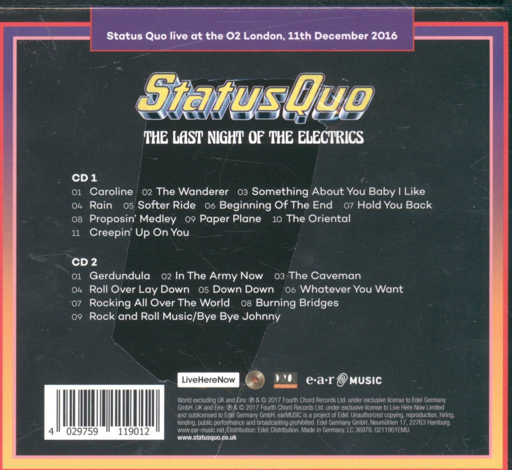 Status Quo - Last Night Of The Electrics - Double Cd