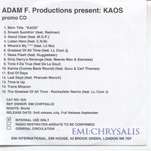 Adam F - Kaos - Cdr