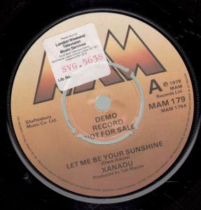 Xanadu - Let Me Be Your Sunshine - 7 Inch